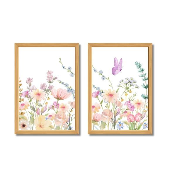 Quadro Menina Flores Quarto Infantil Decoração Bebê 33x43cm