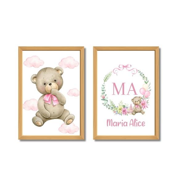 Quadro Menina Infantil Rosa Quarto Decorado Moldura e Vidro