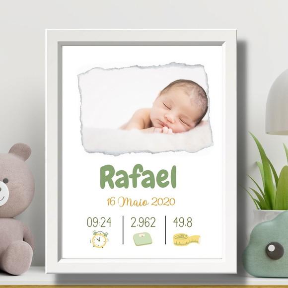Quadro Nascimento Bebe Azul para Editar Quarto Menino 33x43