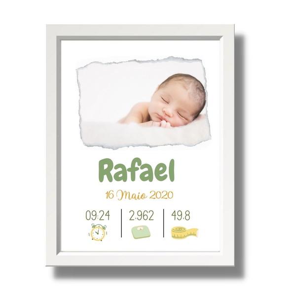 Quadro Nascimento Bebe Azul para Editar Quarto Menino 33x43