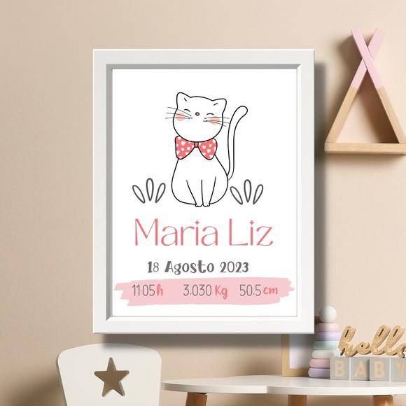 Quadro Nascimento Bebe Maternidade Quarto Menina Rosa 33x43