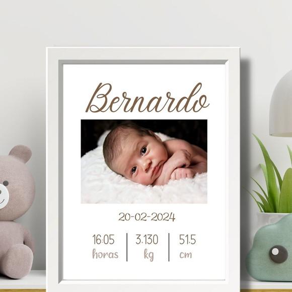 Quadro Nascimento Bebe Maternidade Azul Quarto Menino 33x43