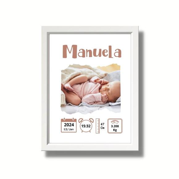 Quadro Nascimento do Bebe Editar Quarto de Menina 33x43 cm