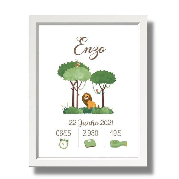 Quadro Nascimento do Bebe Editar Quarto Menino Moldura 33x43