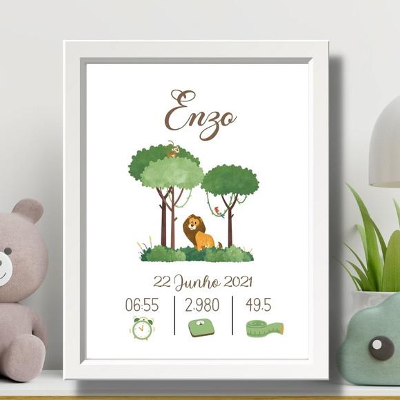 Quadro Nascimento do Bebe Editar Quarto Menino Moldura 33x43