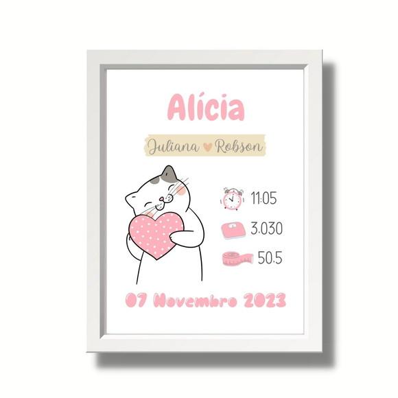 Quadro Nascimento do Bebe Menina Editar Minimalista 33x43 cm