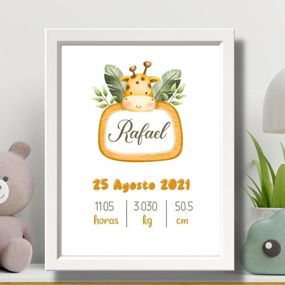 Quadro Nascimento do Bebe para Editar Menino Moldura 33x43cm