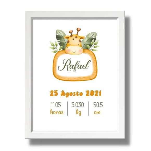 Quadro Nascimento do Bebe para Editar Menino Moldura 33x43cm