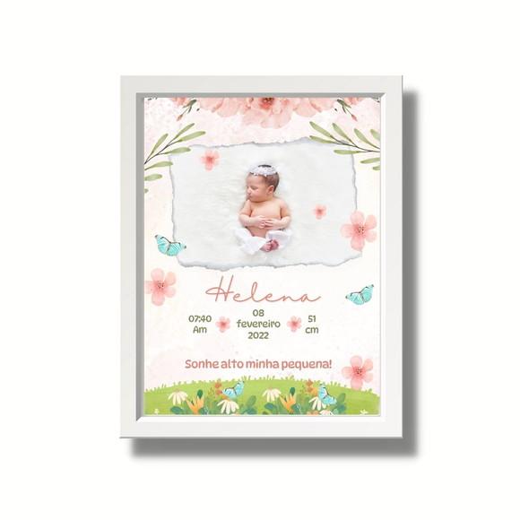 Quadro Nascimento do Bebe para Editar Quarto Menina 33x43 cm