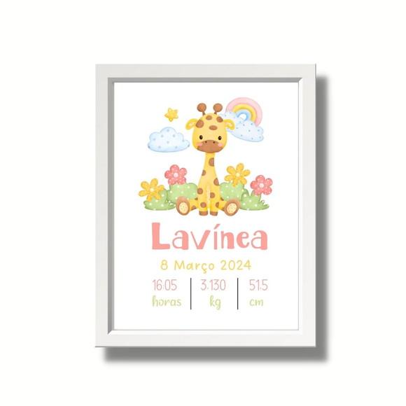 Quadro Nascimento do Bebe Quarto de Menina Moldura 33x43cm