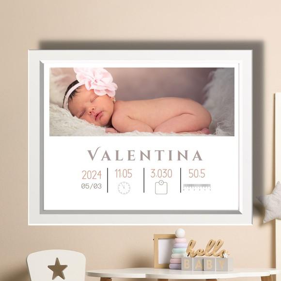 Quadro Nascimento Quarto de Menina Maternidade 33x43 cm