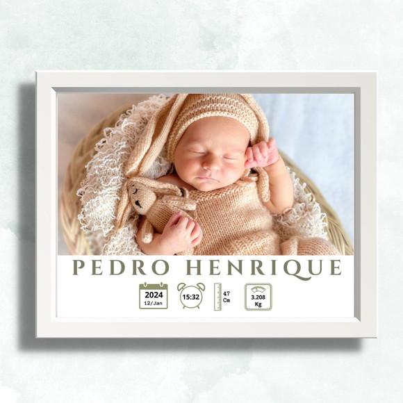 Quadro Nascimento Quarto de Menino Maternidade 33x43 cm