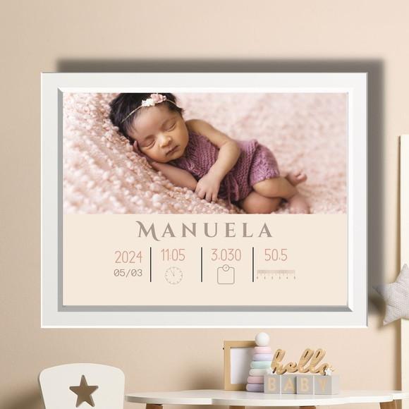 Quadro Nascimento Quarto do Bebe Maternidade Menina 33x43 cm