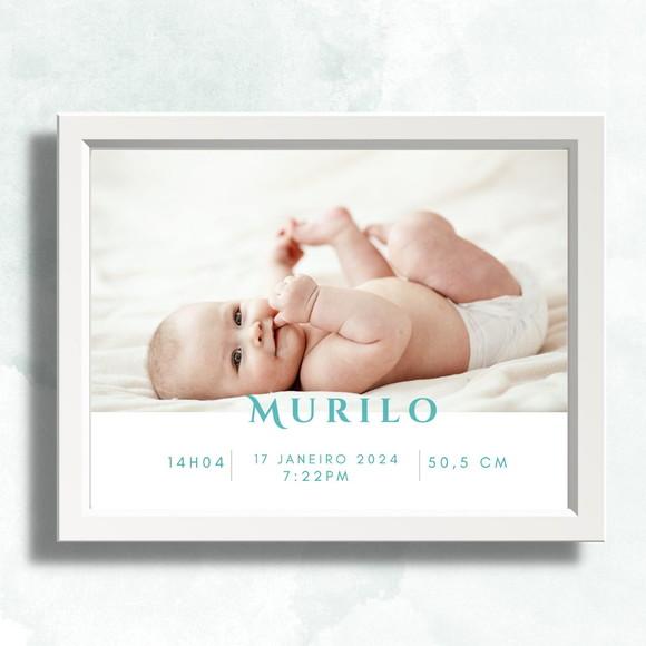 Quadro Nascimento Quarto do Bebe Maternidade Menino 33x43 cm