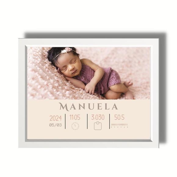 Quadro Nascimento Quarto do Bebe Maternidade Menina 33x43 cm