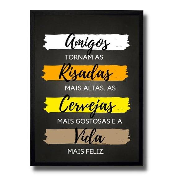 Quadro para Area Externa Churrasqueira Frase Amigos 30x40 cm