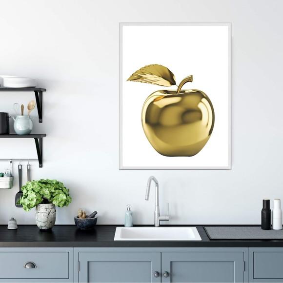 Quadro para Cozinha Maça Abacaxi 30x40 com Moldura e Vidro