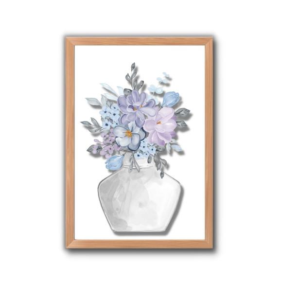 Quadro para Lavanderia Vaso de Flor Moldura e Vidro 30x40cm