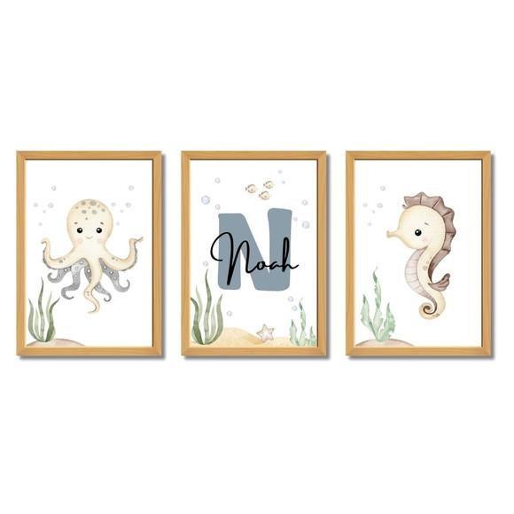 Quadro para Quarto de Bebê | Fundo do Mar Personalizado