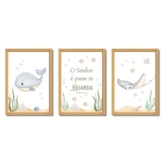 Quadro para Quarto Infantil | Fundo do Mar Versículo Bíblico