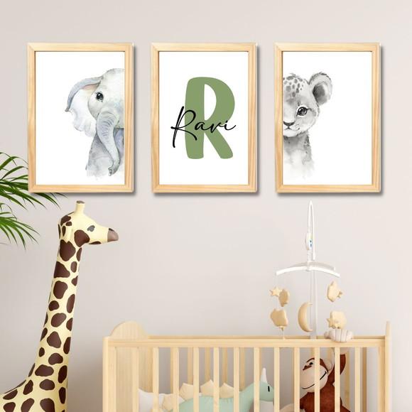 Quadro para Quarto Infantil Safari Personalizado 33x43 cm