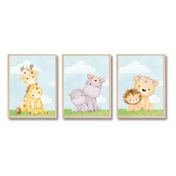 Quadro para Quarto Infantil Safari Baby 33x43cm com Vidro