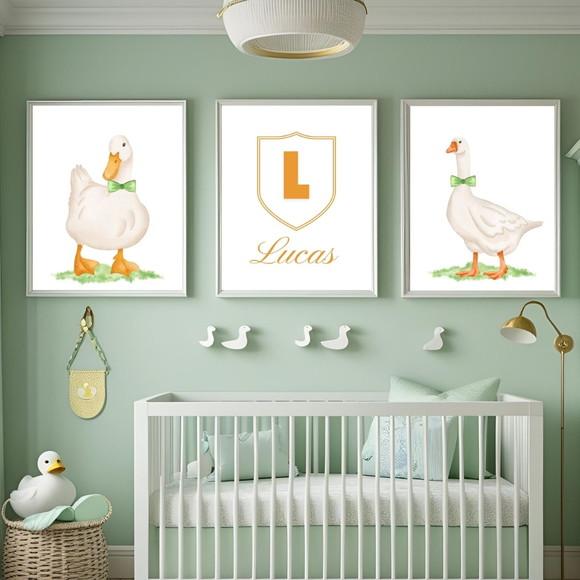 Quadro Patinho Infantil Personalizado Moldura Madeira Vidro