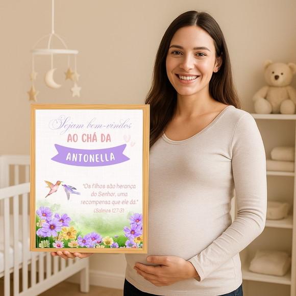 Quadro Personalizado Bem-vindos Chá de Bebê Feminino