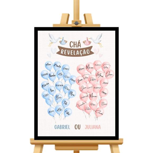 Quadro Personalizado Chá Revelação Assinatura Menino Menina