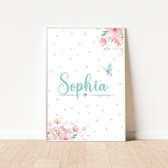 Quadro Personalizado com Nome da Criança Moldura Branca33x43