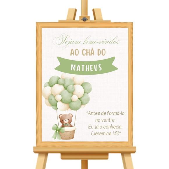 Quadro Personalizado Recepção Chá de Bebê Verde com Moldura