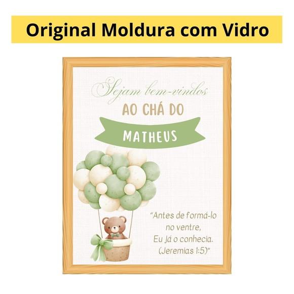 Quadro Personalizado Recepção Chá de Bebê Verde com Moldura
