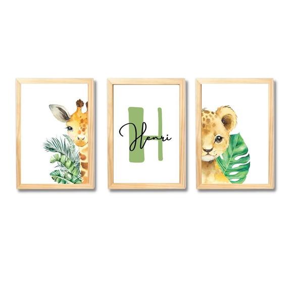 Quadro Personalizado Safari Nome do Bebe 33x43 cm
