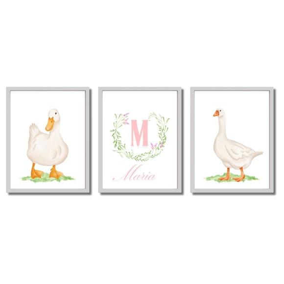 Quadro Quarto Bebê Patinho Personalizado Moldura com Vidro