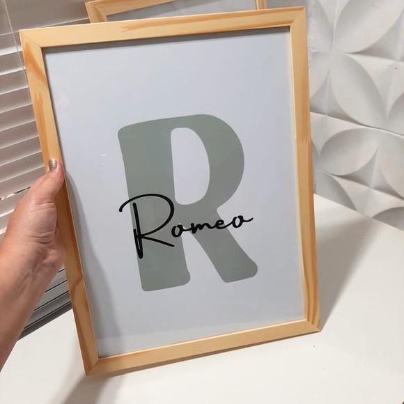 Quadro Quarto de Bebe Personalizado com Nome da Criança Dino