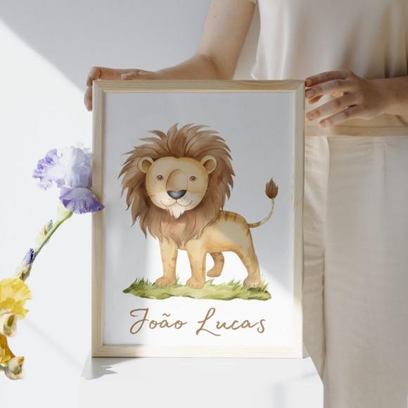 Quadro Quarto Irmãos Safari com Frase Moldura com Vidro