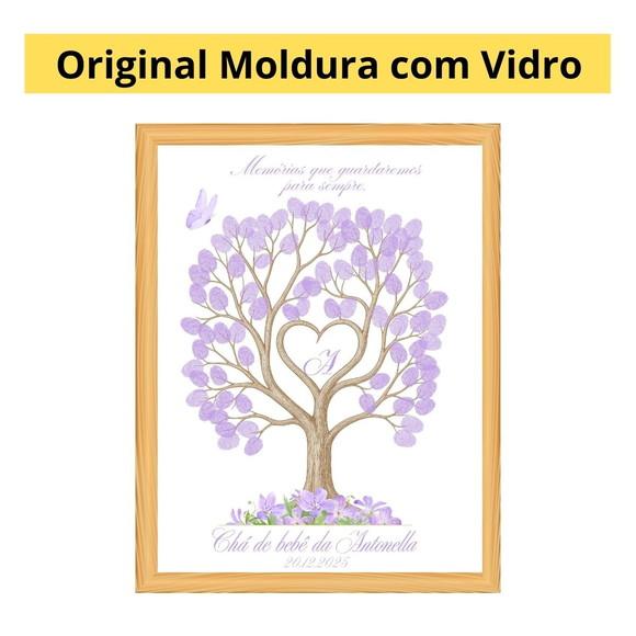 Quadro Recepção Chá de Bebê Árvore de Digitais + Carimbeira