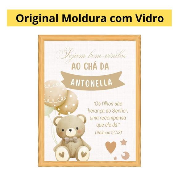 Quadro Recepção Chá de Bebê Urso Boho Neutro Unissex