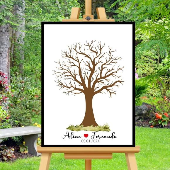 Quadro Recepção de Casamento Árvore de Digitais + Carimebira