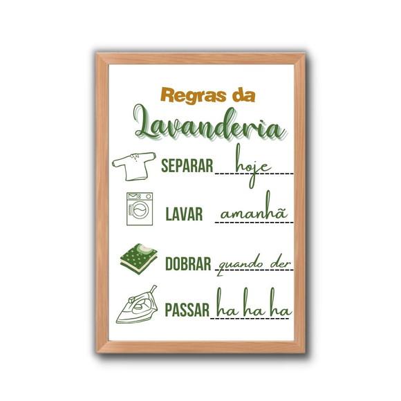 Quadro Regras da Lavanderia com Frases Divertidas com Vidro
