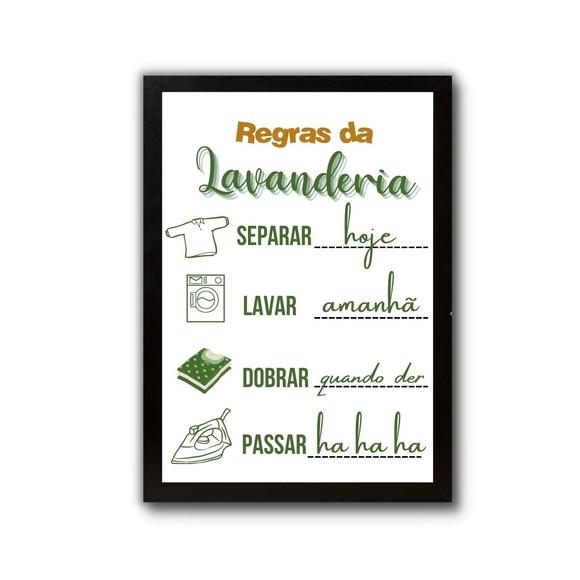 Quadro Regras da Lavanderia com Frases Divertidas com Vidro
