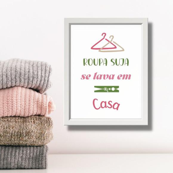 Quadro Regras da Lavanderia Decorativo Moldura/vidro 30x40cm