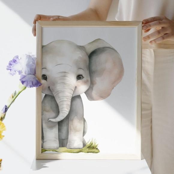 Quadro Safari Baby - Moldura Infantil em Madeira para Quarto