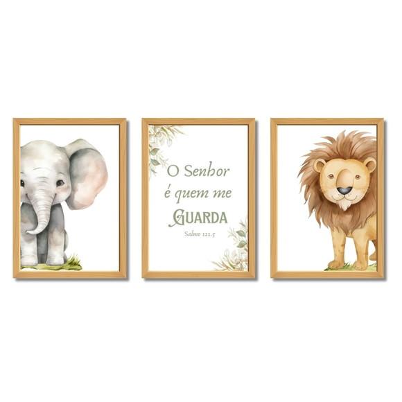 Quadro Safari Baby - Moldura Infantil em Madeira para Quarto