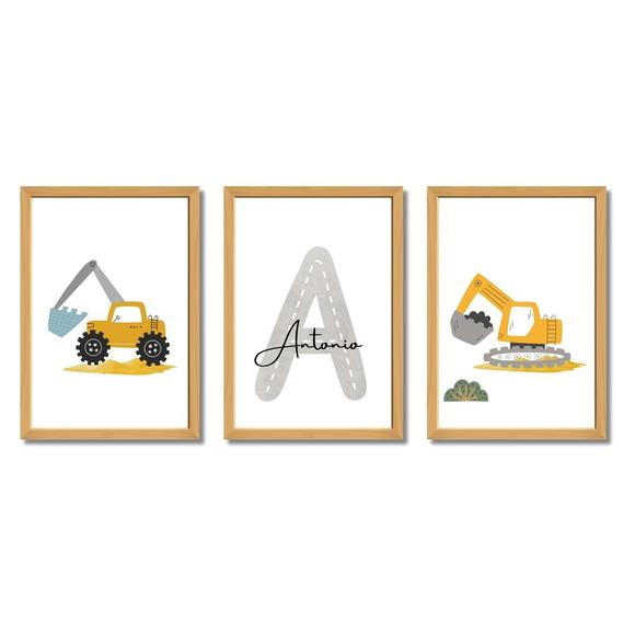 Quadro Trator Amarelo Personalizado para Quarto Bebê | 23x33