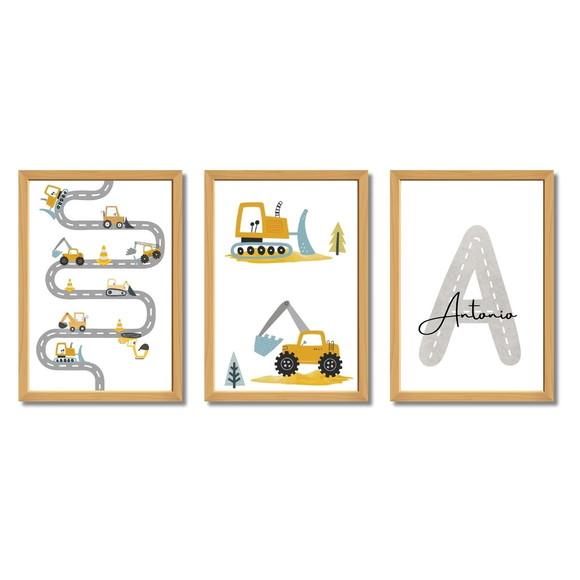 Quadro Trator para Quarto Infantil com Nome do Bebê 23x33 cm