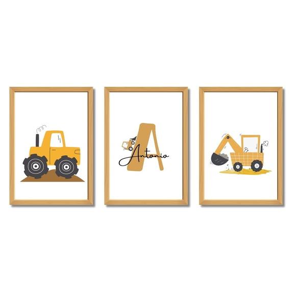 Quadro Trator com Nome | Decoração para Bebê Menino