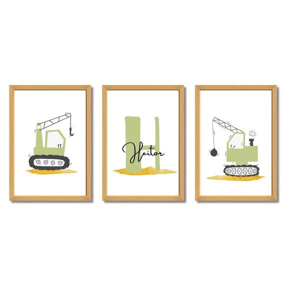 Quadro Trator Verde Quarto de Menino Infantil com Vidro
