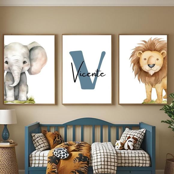 Quadros Animais da Savana Safari - Personalizado com Vidro