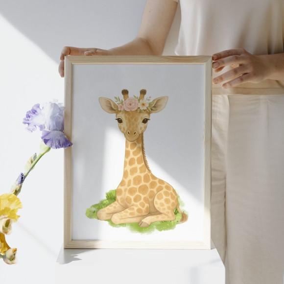 Quadros Animais Flor Quarto de Menina Moldura com Vidro